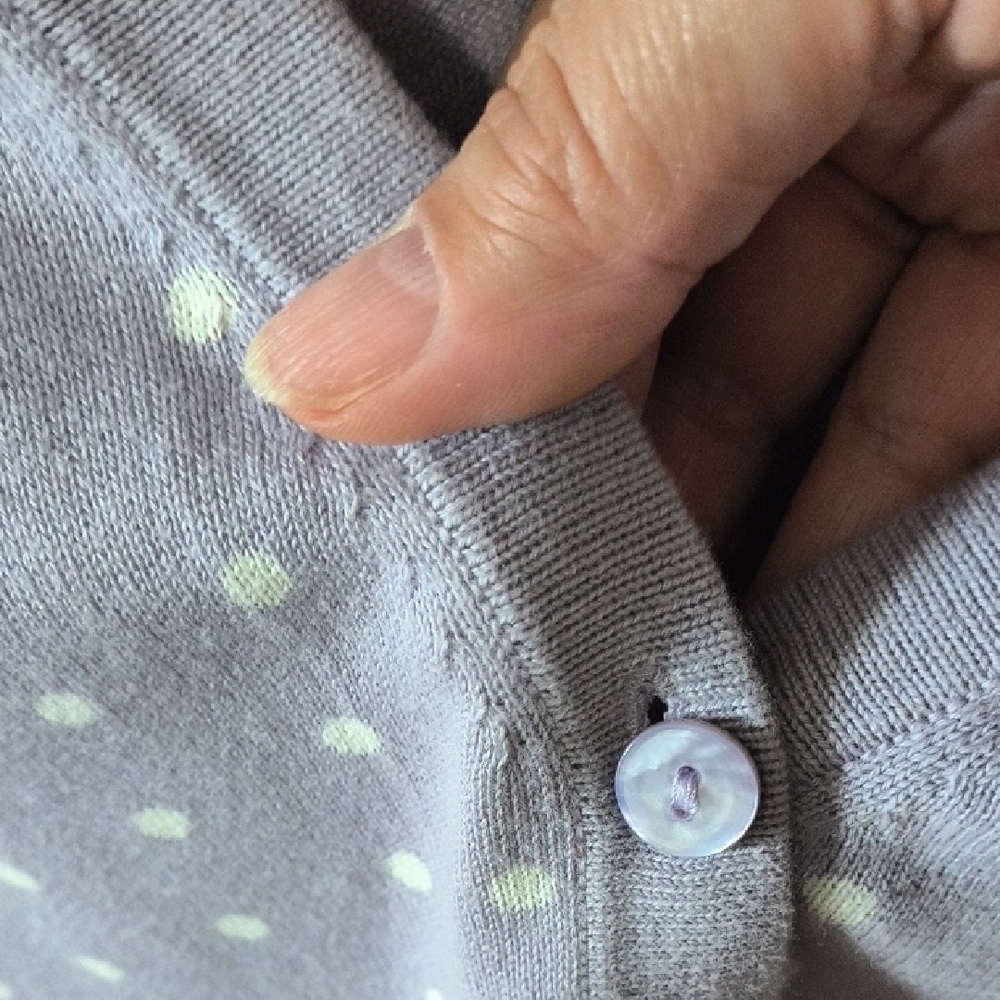 Appleseed's Lavender Polka Dot Cardigan Sweater Size PL - Picture 3 of 6